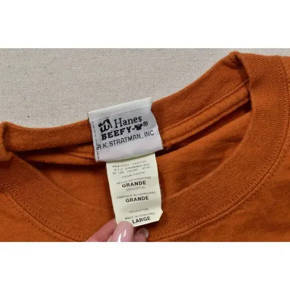 Harley-Davidson Paris Texas T-Shirt Men's Regular Size Large Orange Cotton - Picture 6 of 8